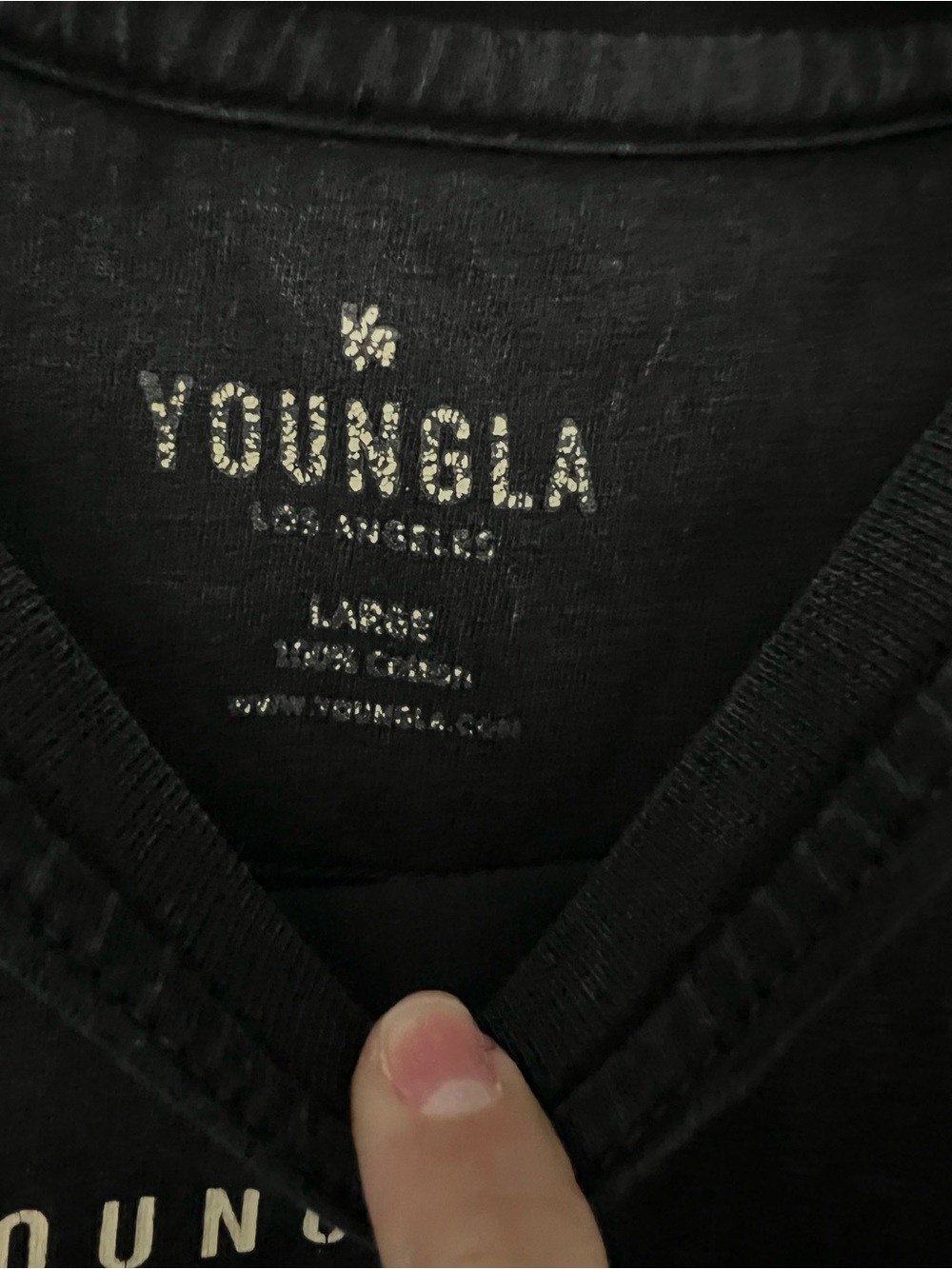 YoungLA mens Black Neck Tee with Logo